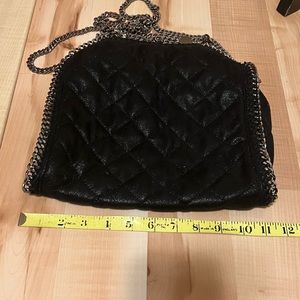 Quilted Fabric Bag with Dark Silver Chain